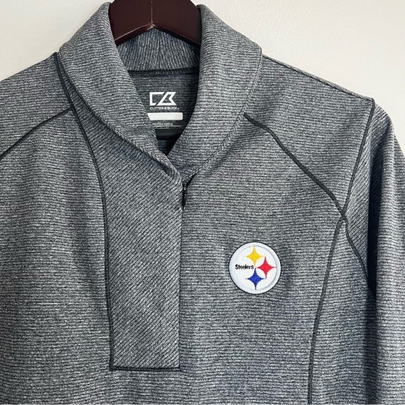 Cutter & Buck Women's L Gray NFL Steelers DryTec Shoreline 1/2 Zip Sweatshirt - Picture 1 of 13